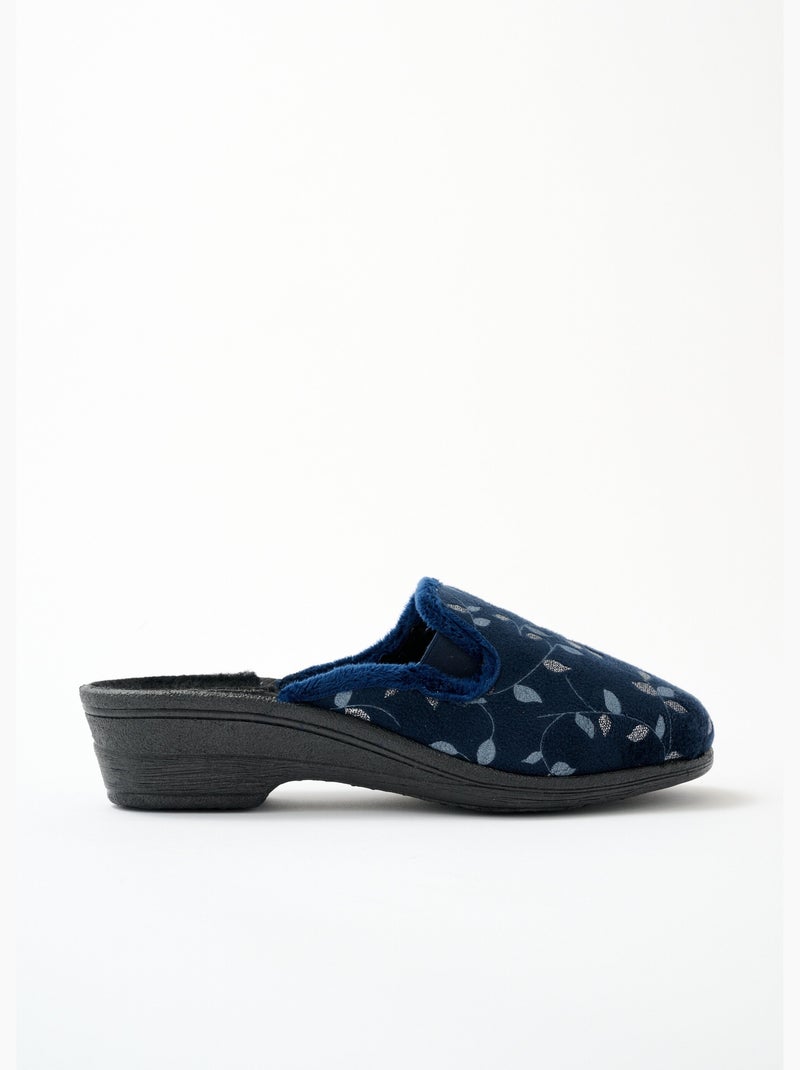 Chaussons mules sabots talon compensé - Afibel Bleu marine - Kiabi