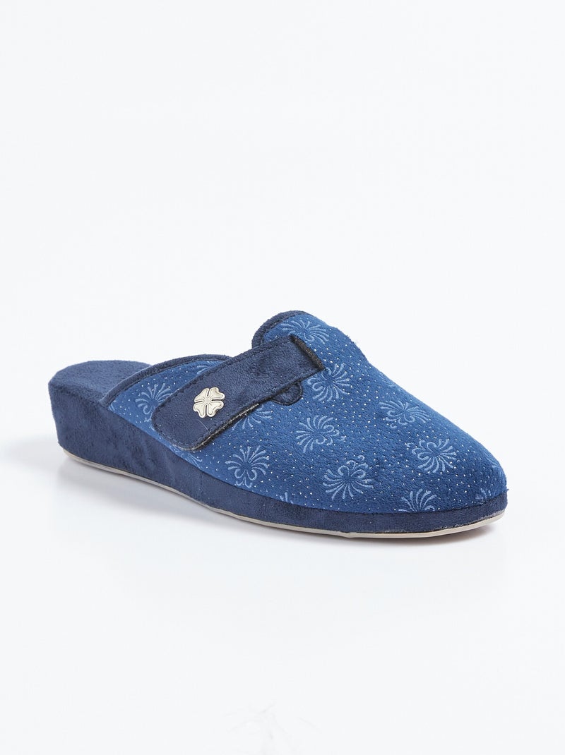Chaussons mules scratchés largeur confort Bleu - Kiabi