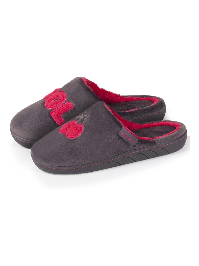 Chaussons Mules semelle antidérapante Gris foncé - Kiabi