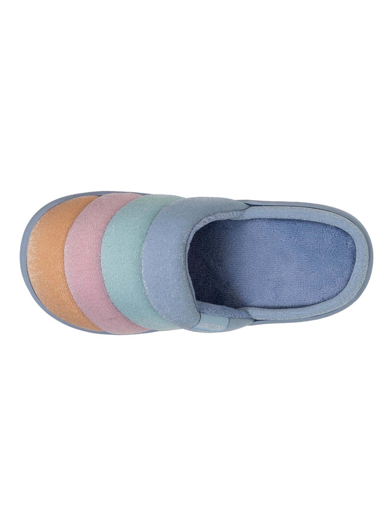 Chaussons mules semelle bloup extra confort femme Isotoner Bleu Violet Blanc - Kiabi