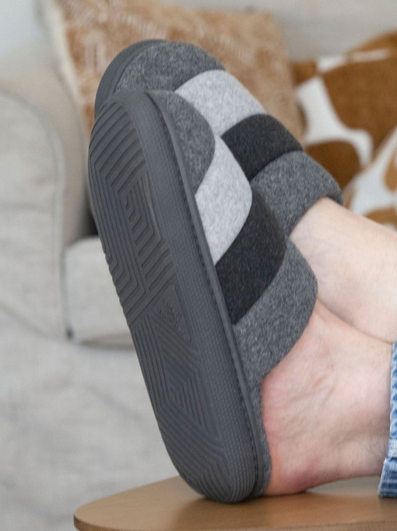 Chaussons mules semelle bloup Xtra confort homme Isotoner Gris - Kiabi