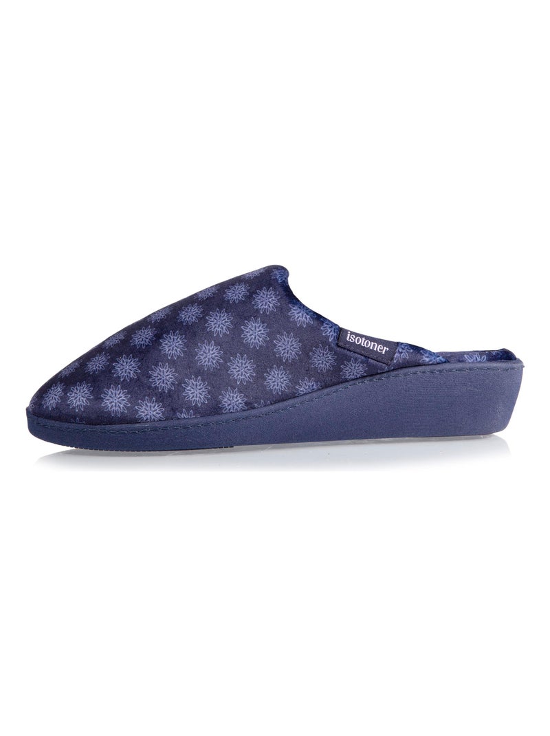 Chaussons mules semelle confortable, talon de 4 cm femme Isotoner Bleu marine - Kiabi