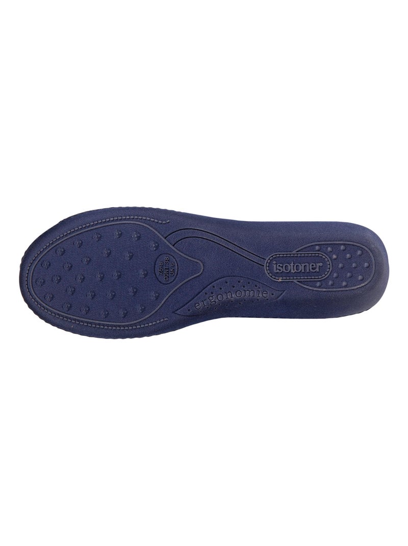 Chaussons mules semelle confortable, talon de 4 cm femme Isotoner Bleu marine - Kiabi