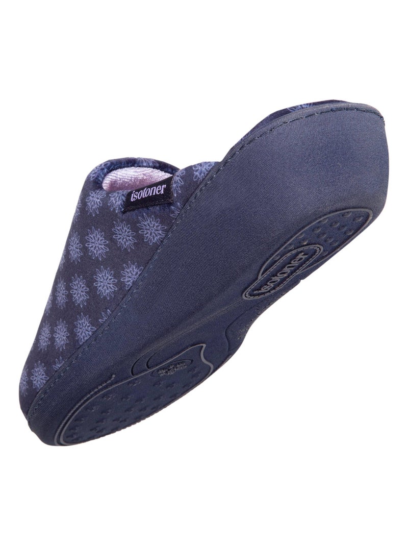 Chaussons mules semelle confortable, talon de 4 cm femme Isotoner Bleu marine - Kiabi
