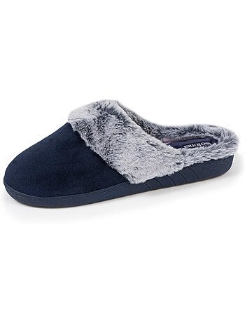 Chaussons mules semelle ergonomique confort, velours femme