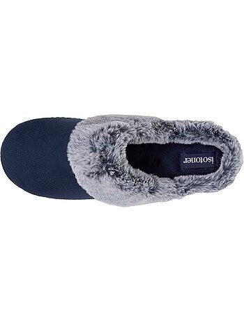 Chaussons mules semelle ergonomique confort, velours femme