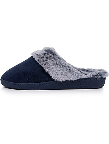 Chaussons mules semelle ergonomique confort, velours femme