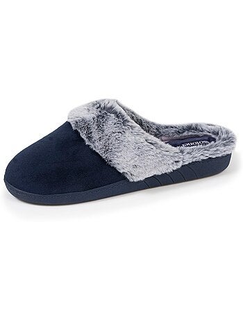 Chaussons mules semelle ergonomique confort, velours femme Isotoner