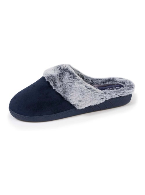 Chaussons mules semelle ergonomique confort, velours femme Isotoner - Kiabi
