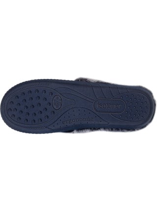 Chaussons Mules Isotoner Pour Femme - Velours Rayé, Semelle Ergonomique à Mémoire De Forme - Taille 38