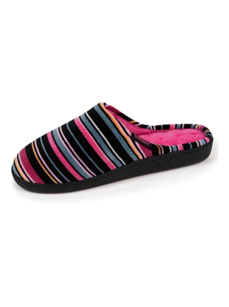 Chaussons mules semelle ergonomique confort, velours femme Isotoner Multicolore - Kiabi