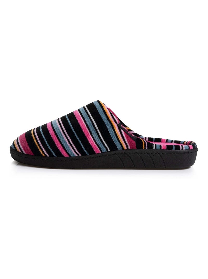 Chaussons mules semelle ergonomique confort, velours femme Isotoner Multicolore - Kiabi