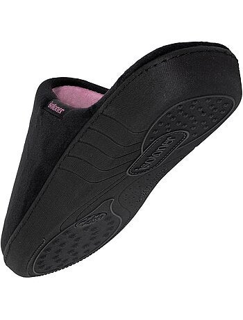 Chaussons mules semelle ergonomique confort, velours femme Isotoner