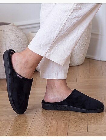 Chaussons mules semelle ergonomique confort, velours femme