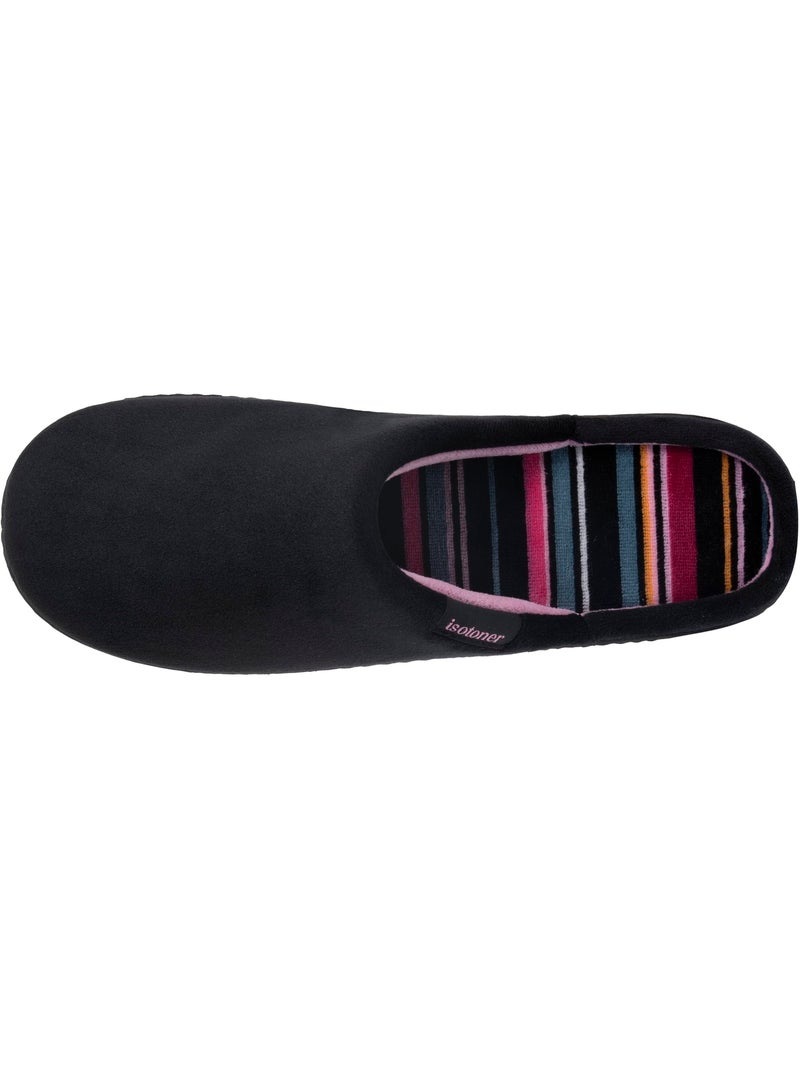 Chaussons mules semelle ergonomique confort, velours femme Noir - Kiabi