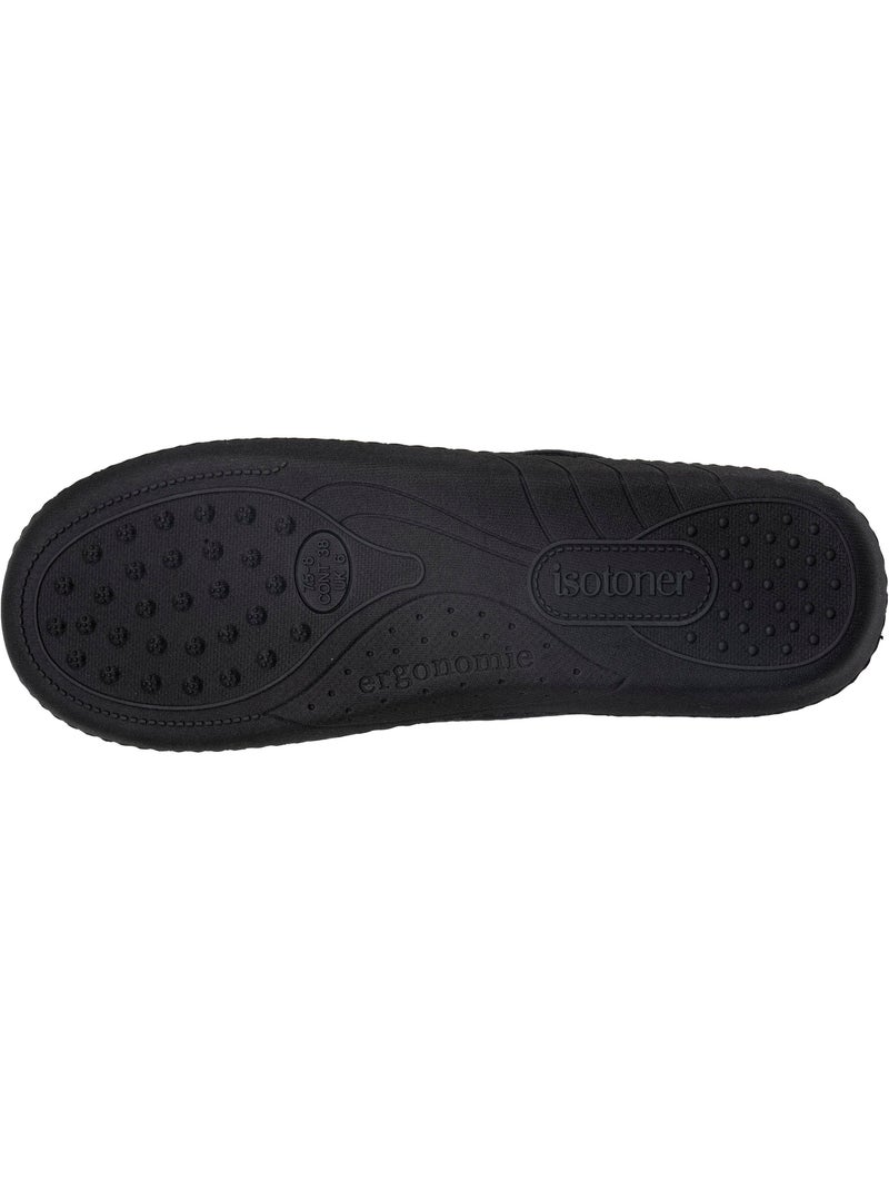 Chaussons mules semelle ergonomique confort, velours femme Noir - Kiabi
