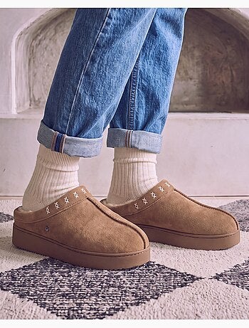 Chaussons mules semelle plateforme 3,5 cm femme