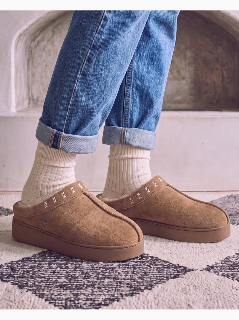 Chaussons mules semelle plateforme 3,5 cm femme Camel - Kiabi