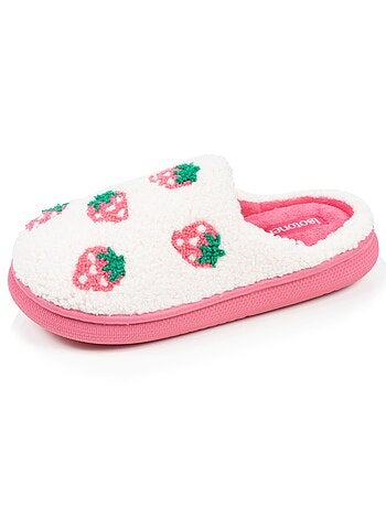 Chaussons mules sherpa fraise, semelle bloup xtra confort, amorti souple fille Isotoner