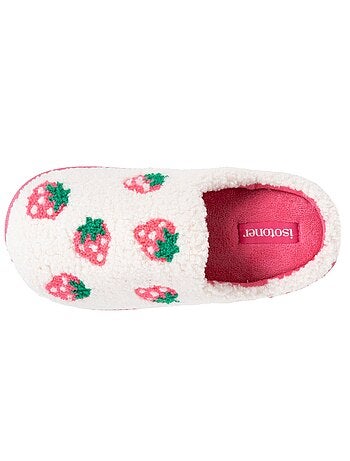 Chaussons mules sherpa fraise, semelle bloup XTRA fille Isotoner