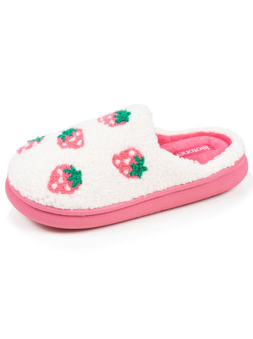 Chaussons mules sherpa fraise, semelle bloup XTRA fille Isotoner - Kiabi