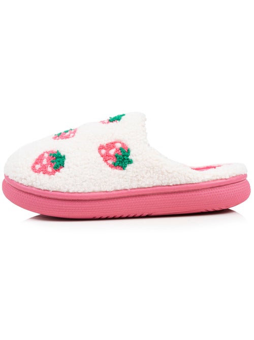Chaussons mules sherpa fraise, semelle bloup XTRA fille Isotoner - Kiabi