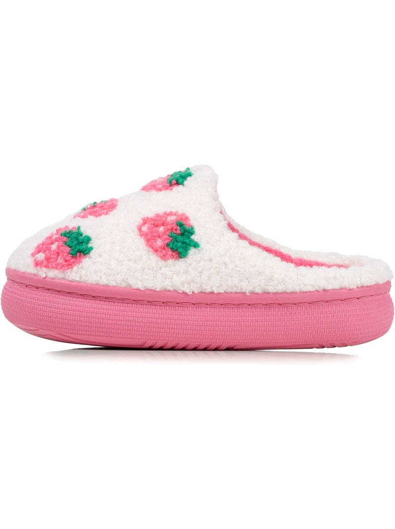 Chaussons mules sherpa fraise, semelle bloup xtra fille isotoner Ivoire - Kiabi