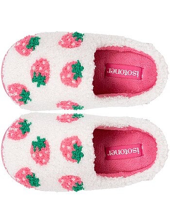 Chaussons mules sherpa fraise, semelle bloup xtra fille