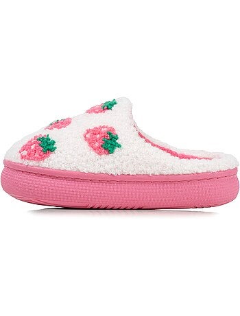 Chaussons mules sherpa fraise, semelle bloup xtra fille