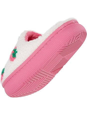 Chaussons mules sherpa fraise, semelle bloup xtra fille