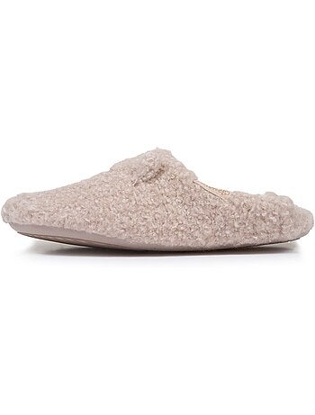 Chaussons mules sherpa, semelle antidérapante femme