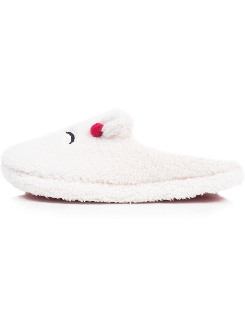 Chaussons mules sherpa, semelle gomme ultra souple femme isotoner Ivoire - Kiabi