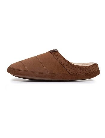 Chaussons mules suédine - semelle gomme ultra souple homme Isotoner