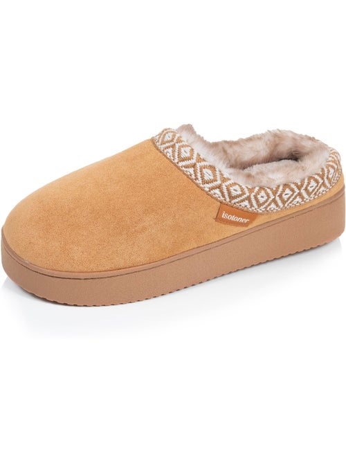 Chaussons mules suédine à semelle compensé de 3,5 cm, femme Isotoner - Kiabi Chaussons mules suédine à semelle compensé de 3,5 cm, femme Isotoner - Kiabi