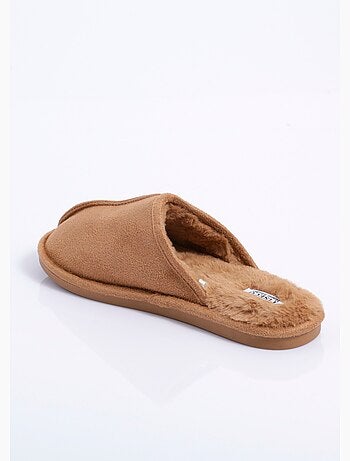 Chaussons mules suédine chauds fourrés - AFIBEL