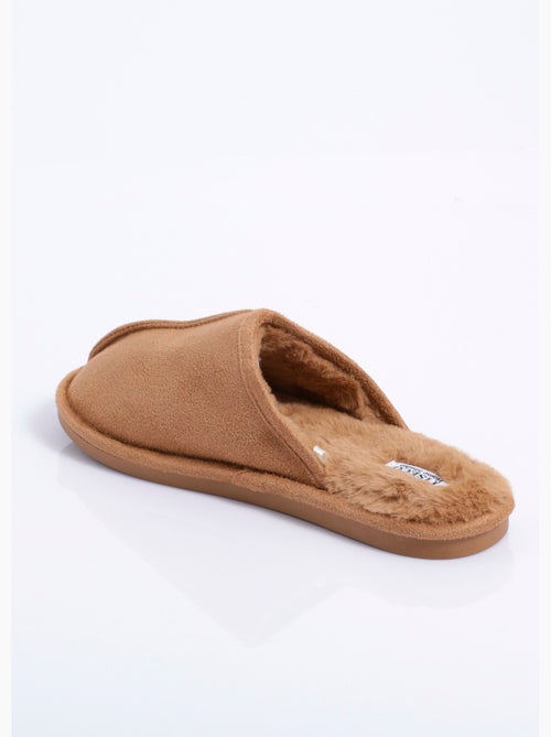 Chaussons mules suédine chauds fourrés - AFIBEL - Kiabi