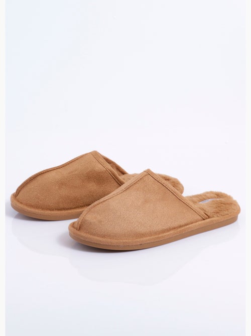 Chaussons mules suédine chauds fourrés - AFIBEL - Kiabi
