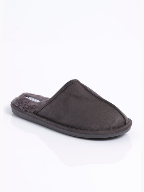 Chaussons mules suédine chauds fourrés - AFIBEL - Kiabi