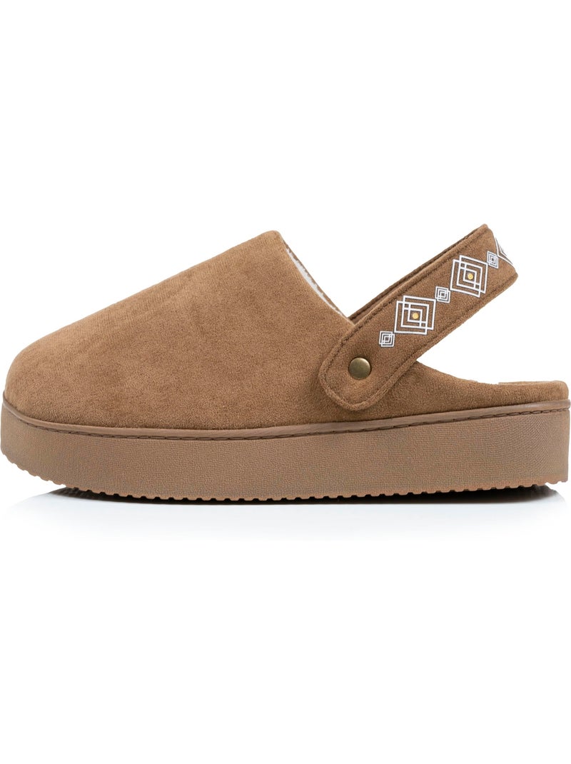 Chaussons mules suédine plateforme de 3,5 cm, confort femme Camel - Kiabi