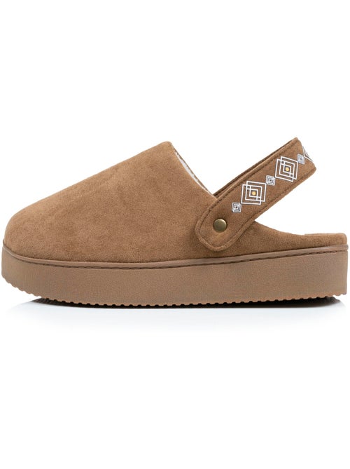 Chaussons mules suédine plateforme de 3,5 cm, confort femme Isotoner - Kiabi