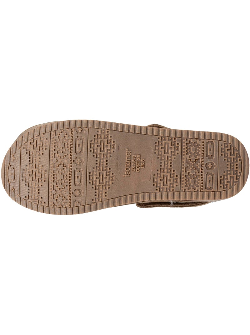 Chaussons mules suédine plateforme de 3,5 cm, confort femme Isotoner Camel - Kiabi