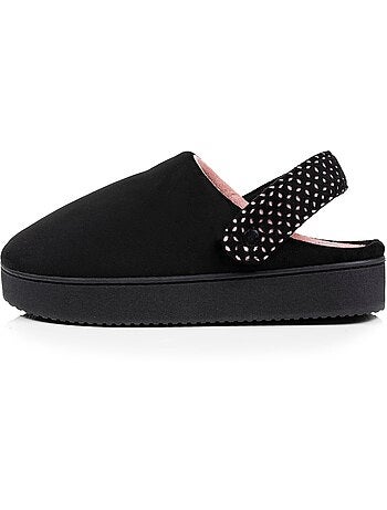 Chaussons mules suédine plateforme de 3,5 cm, confort femme Isotoner