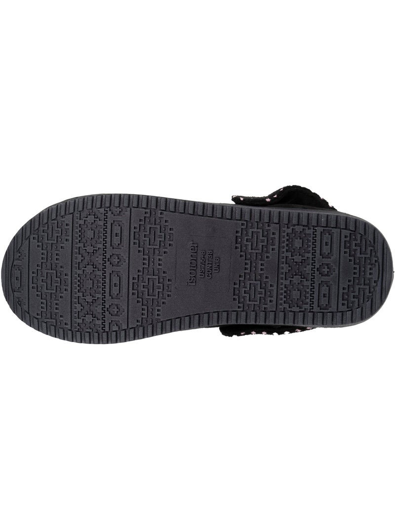 Chaussons mules suédine plateforme de 3,5 cm, confort femme Isotoner Noir - Kiabi