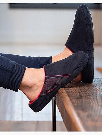 Chaussons mules suédine, semelle gomme ultra souple homme isotoner