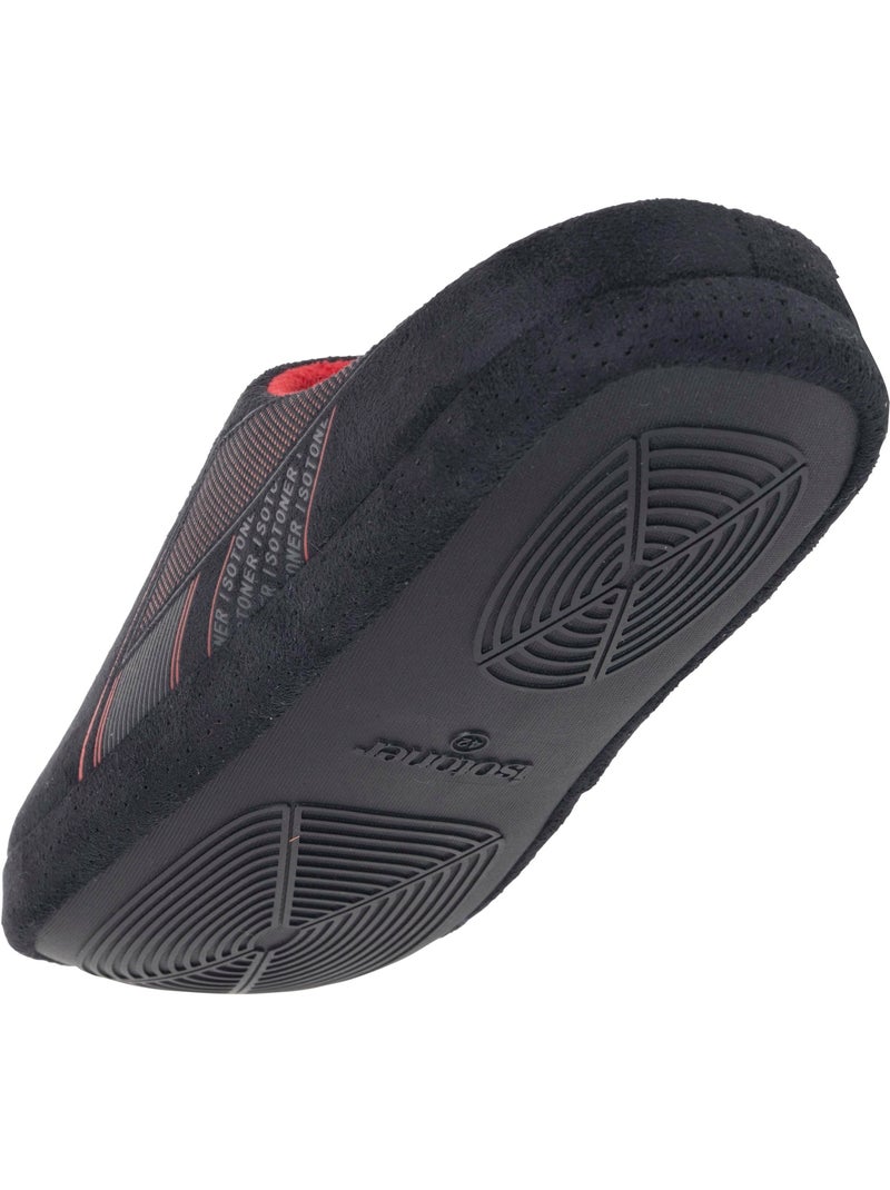 Chaussons mules suédine, semelle gomme ultra souple homme isotoner Noir - Kiabi