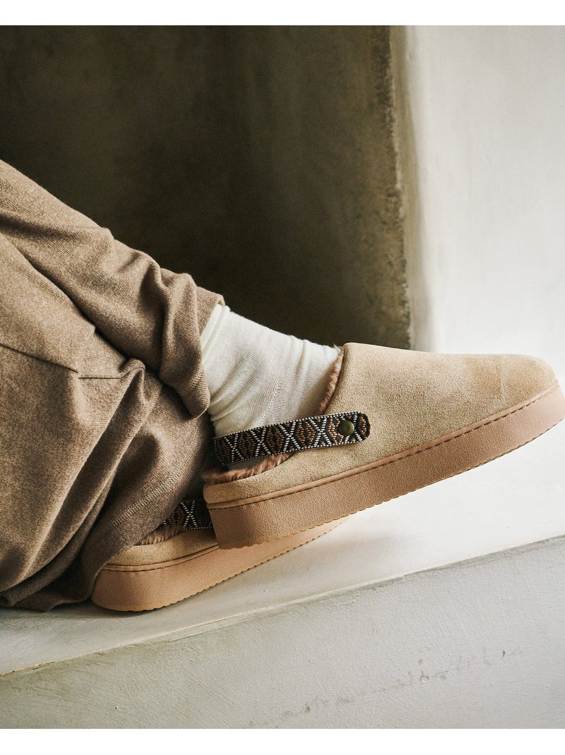 Chaussons mules suédine semelle plateforme femme Beige - Kiabi