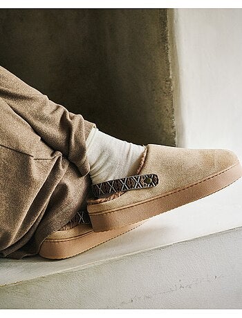 Chaussons mules suédine semelle plateforme femme isotoner