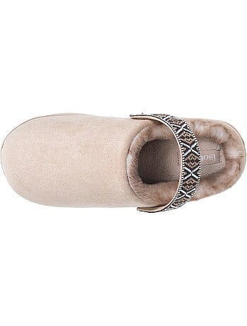 Chaussons mules suédine semelle plateforme femme isotoner