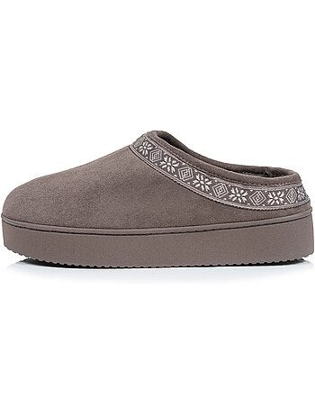 Chaussons mules suédine semelle plateforme femme isotoner