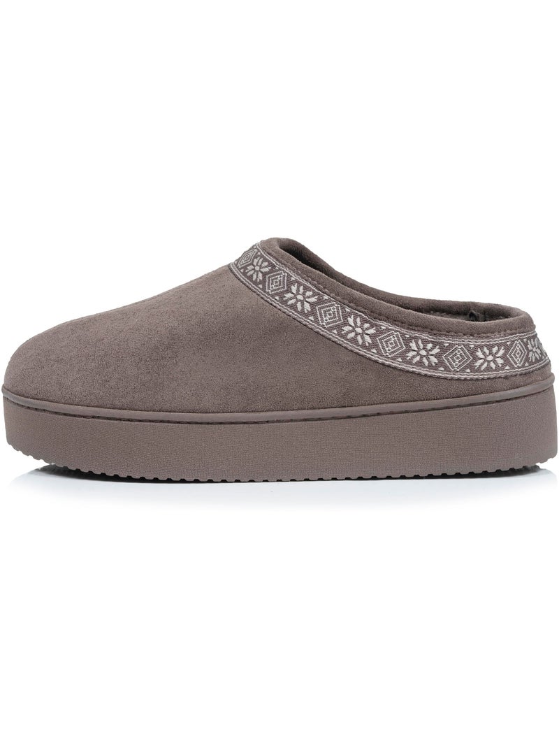 Chaussons mules suédine semelle plateforme femme Isotoner Taupe - Kiabi